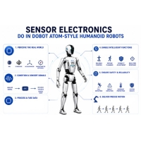 Sensor-Elektronik in humanoiden Robotern im DOBOT-Atom-Stil: IMU, ToF, Kraft- und taktile Sensorik